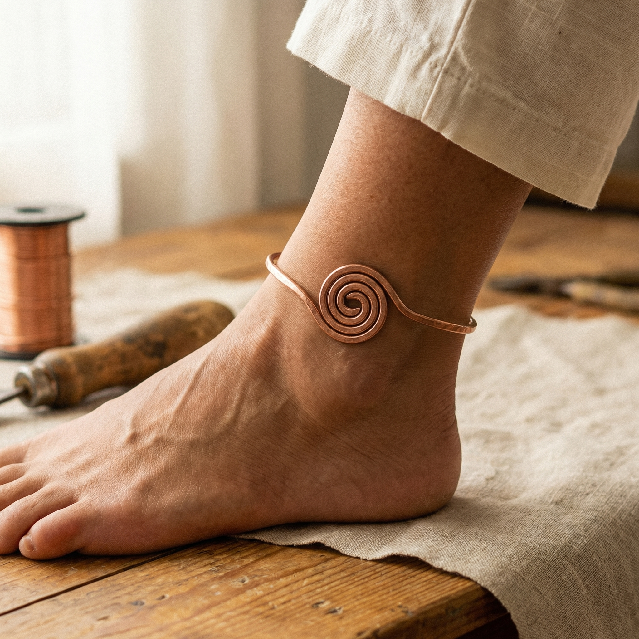 Copper Soul Coil Copper Anklet