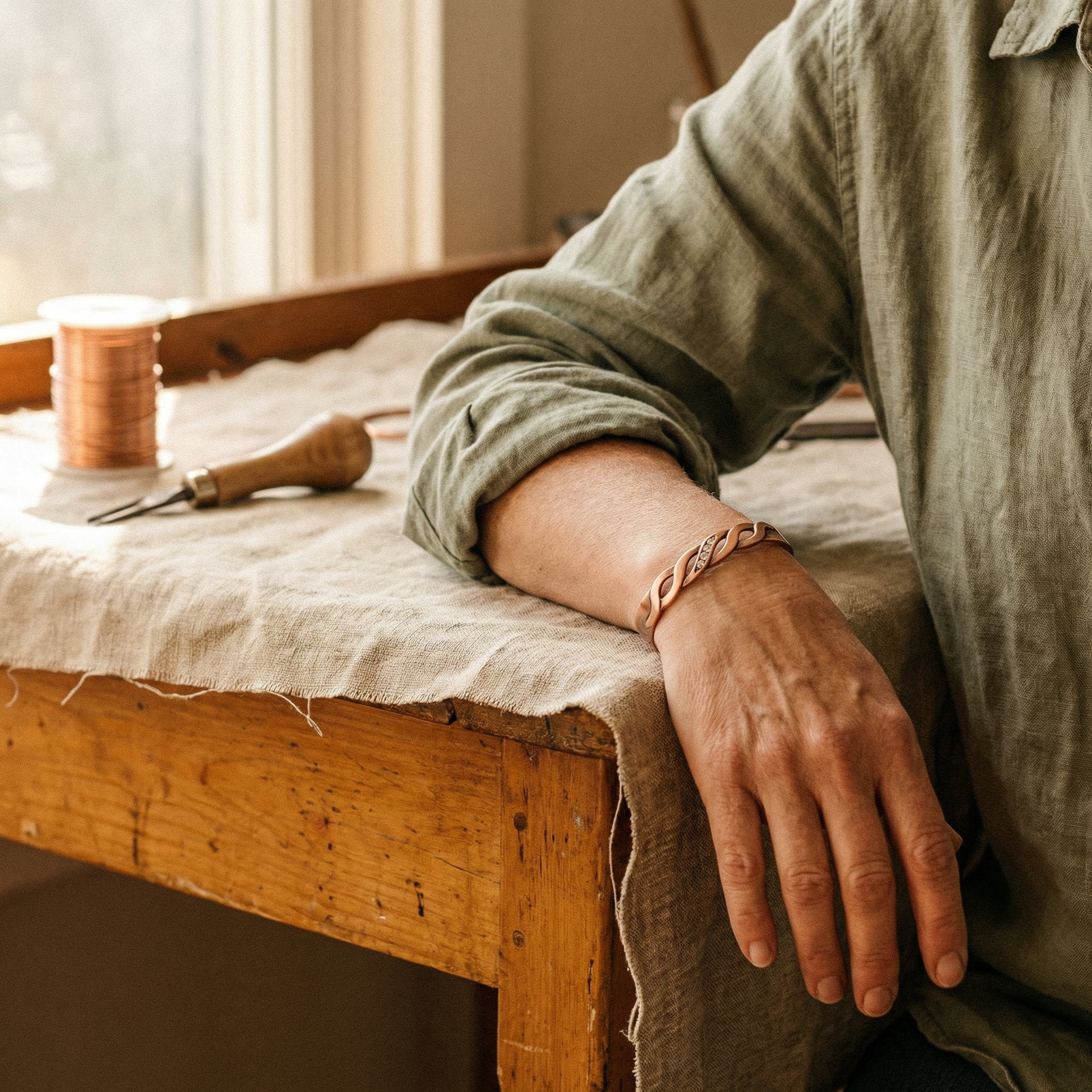 Seam Copper Bracelet