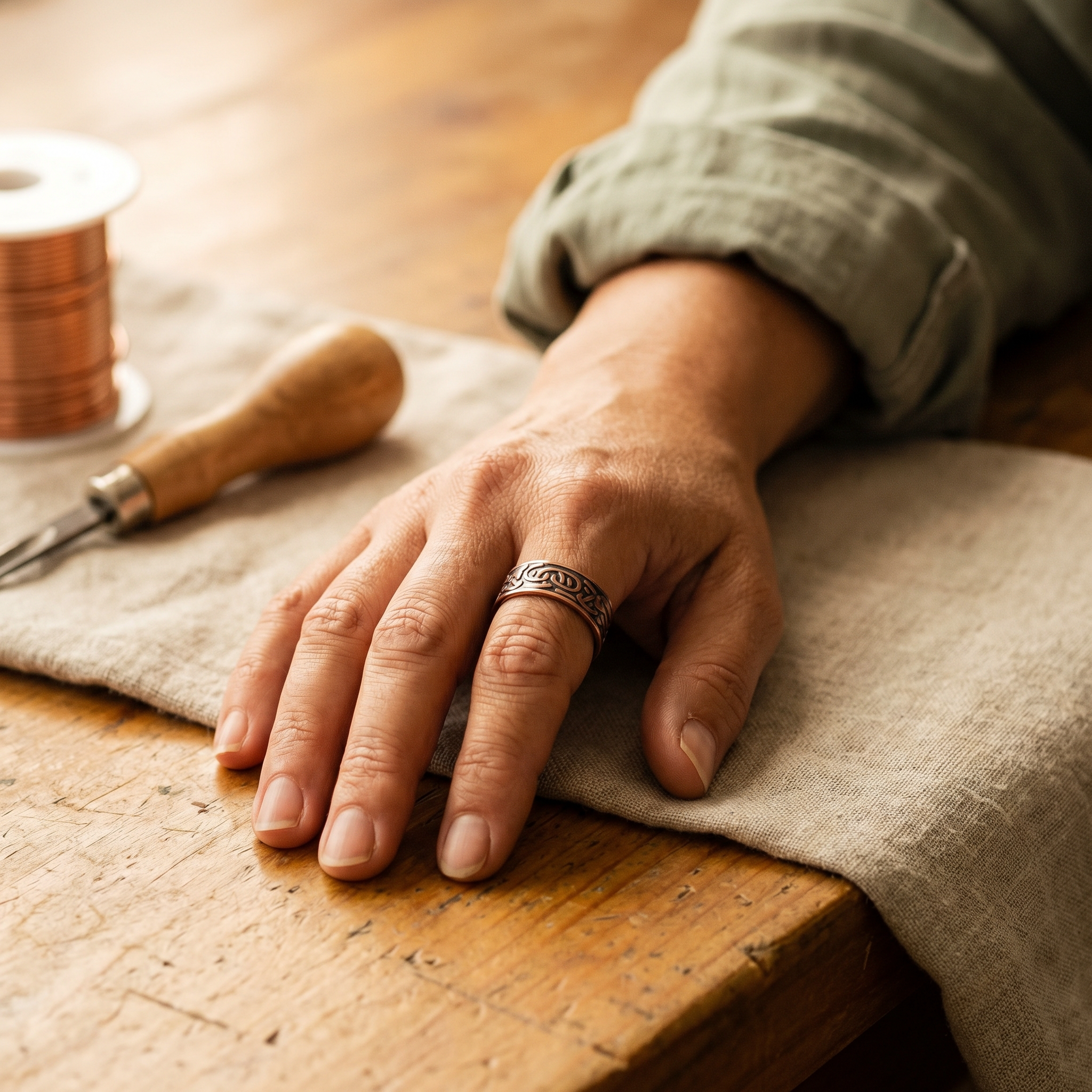 Burr Copper Ring