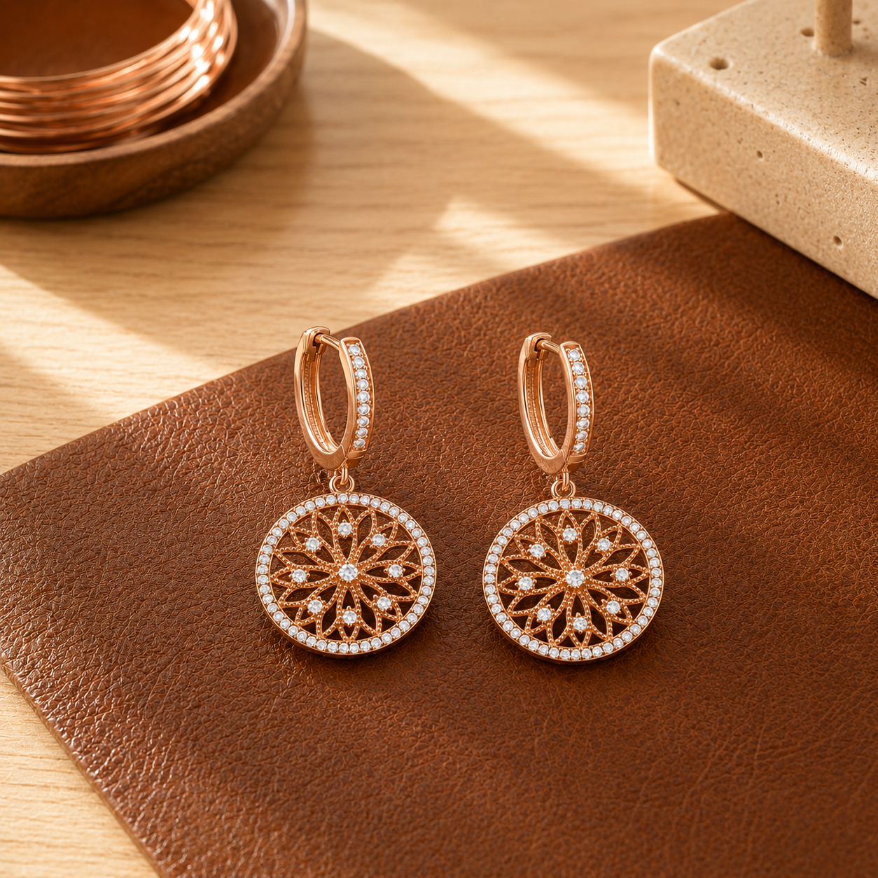 Mandala Copper Earrings