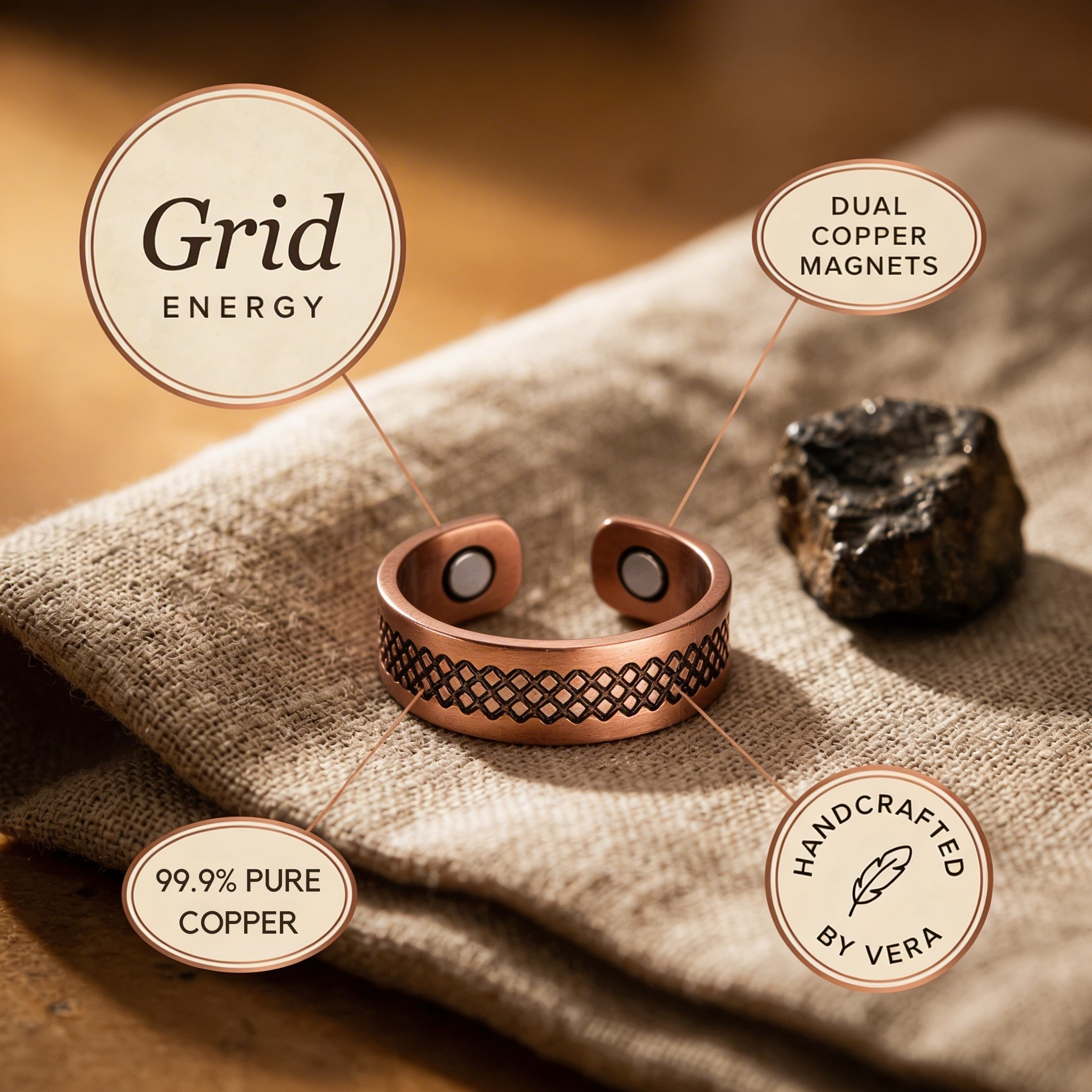 Grid Copper Ring
