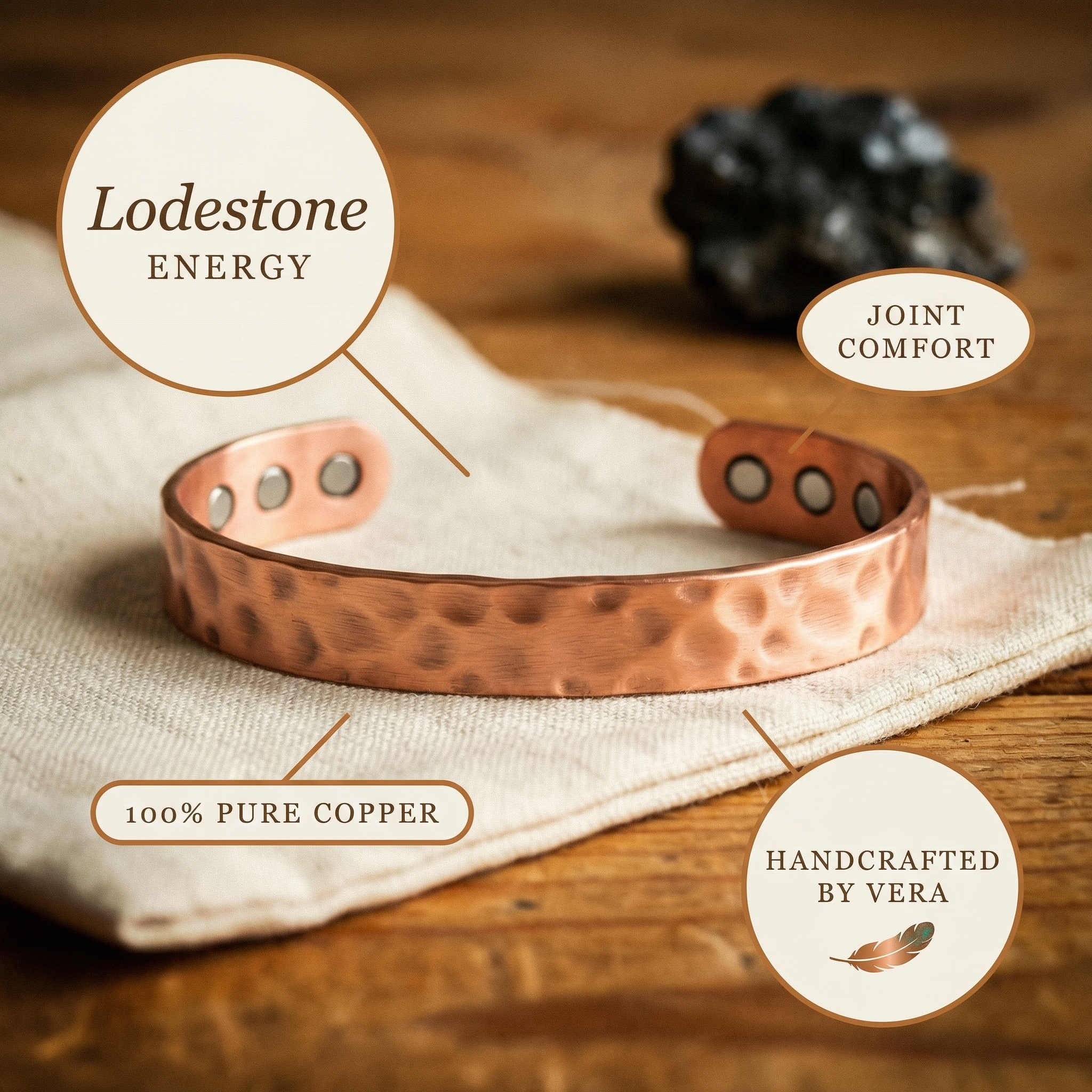 Lodestone Copper Bracelet