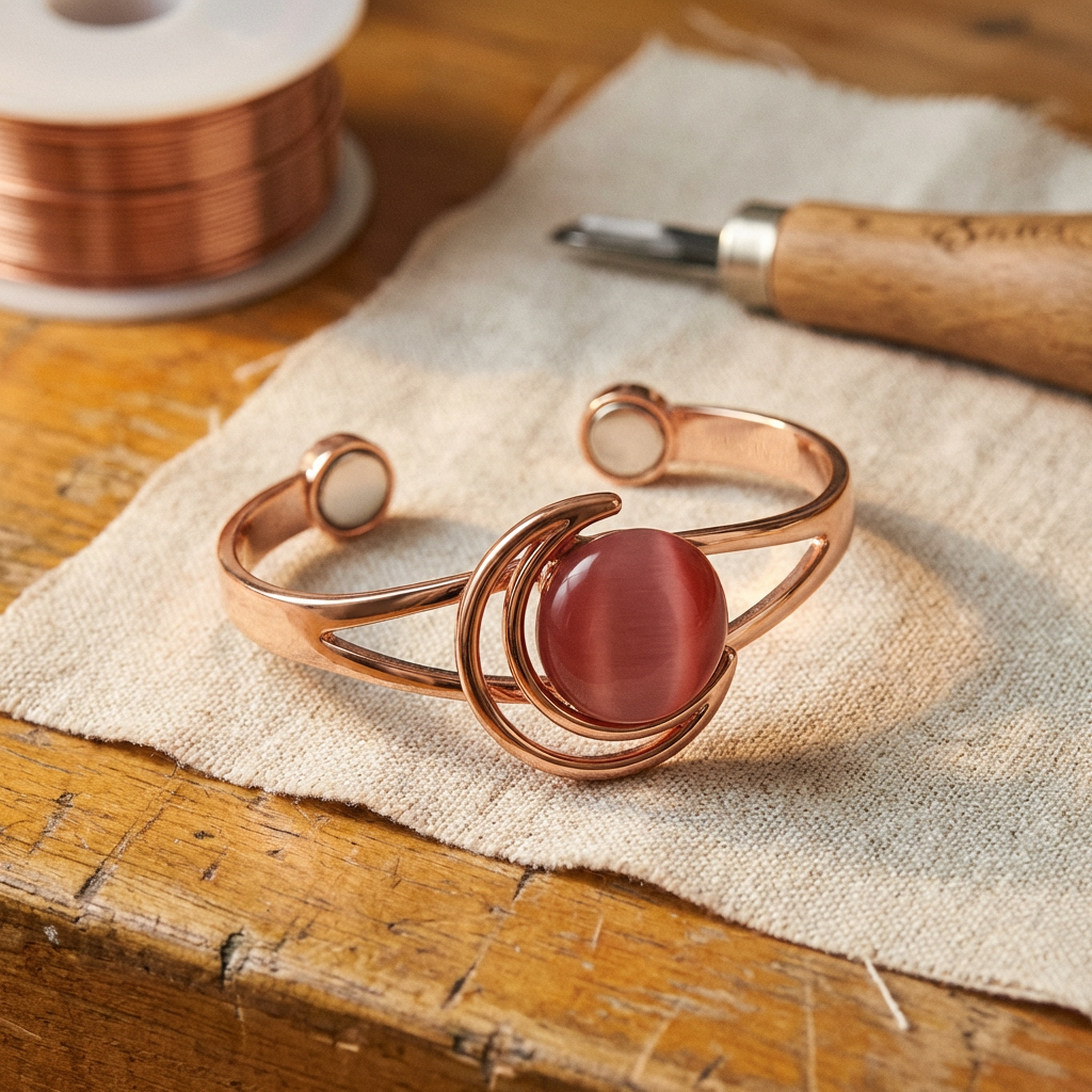 Sphere Pink Copper Bracelet