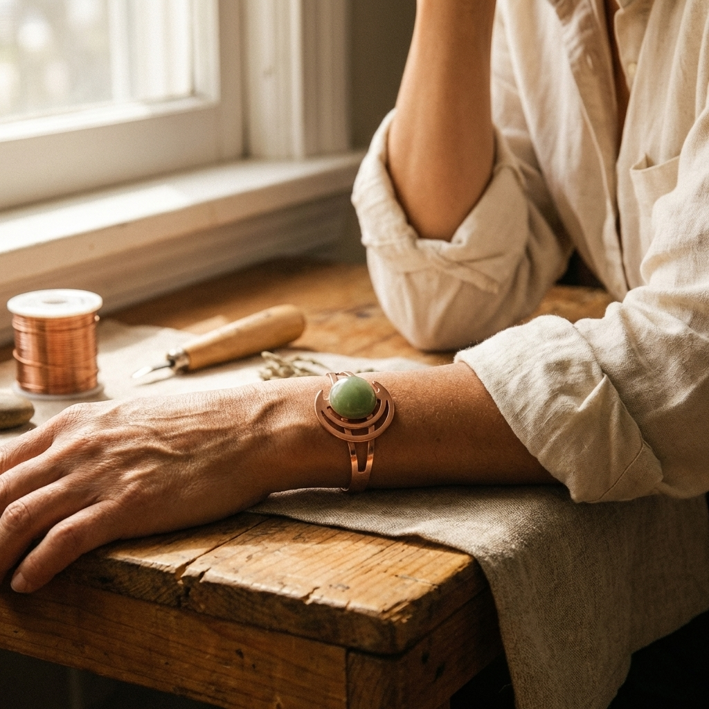 Sphere Green Copper Bracelet
