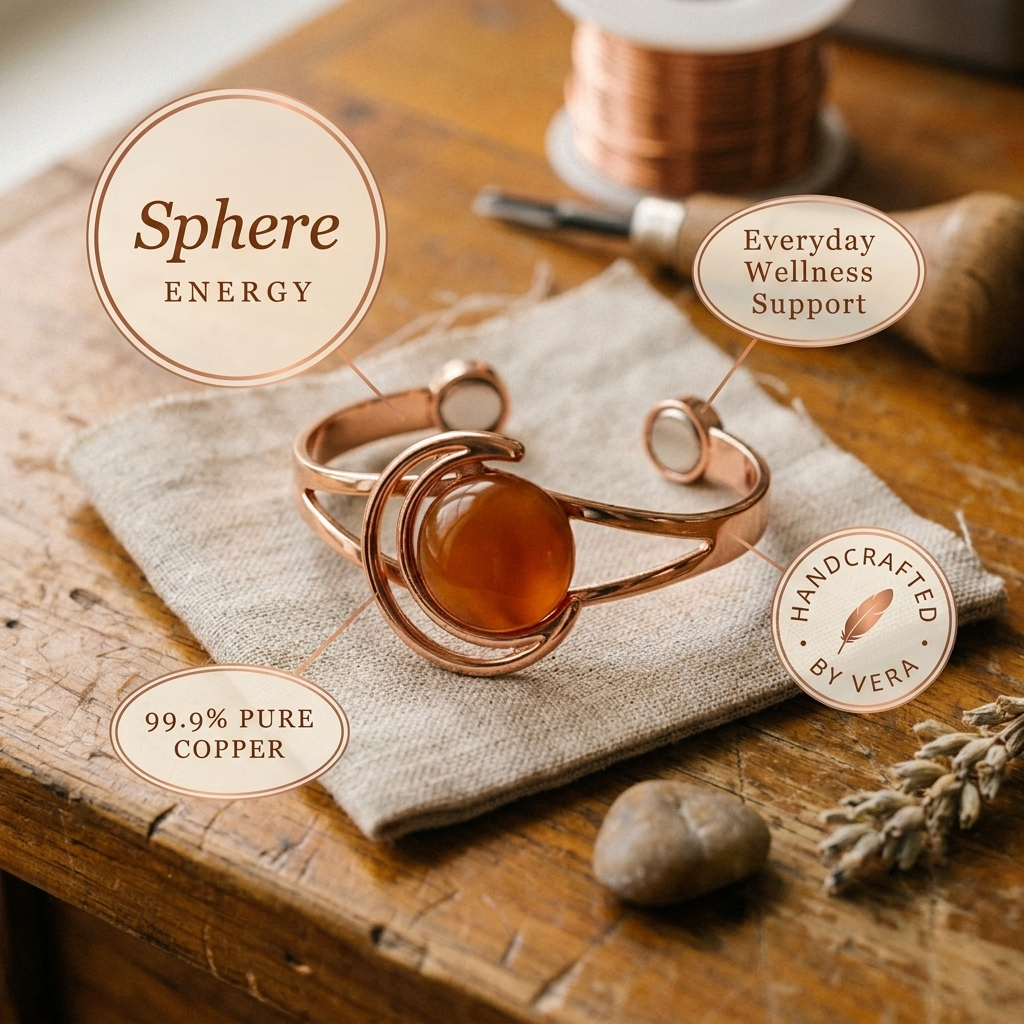 Sphere Orange Copper Bracelet