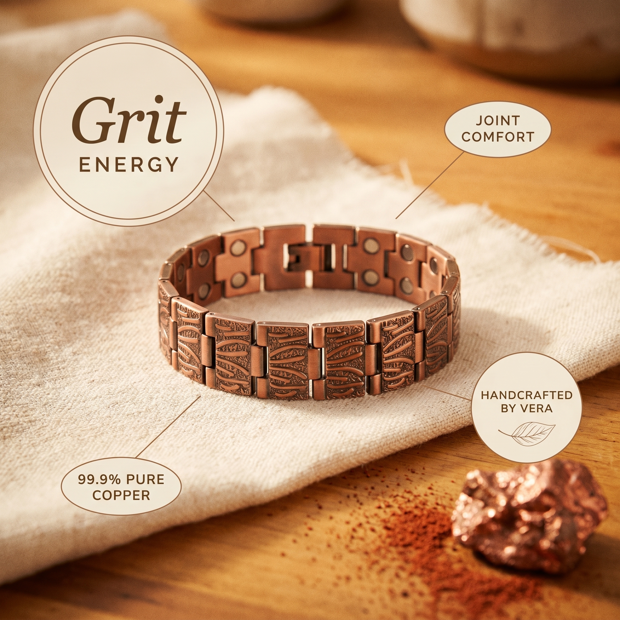 Grit Men's Copper Bracelet