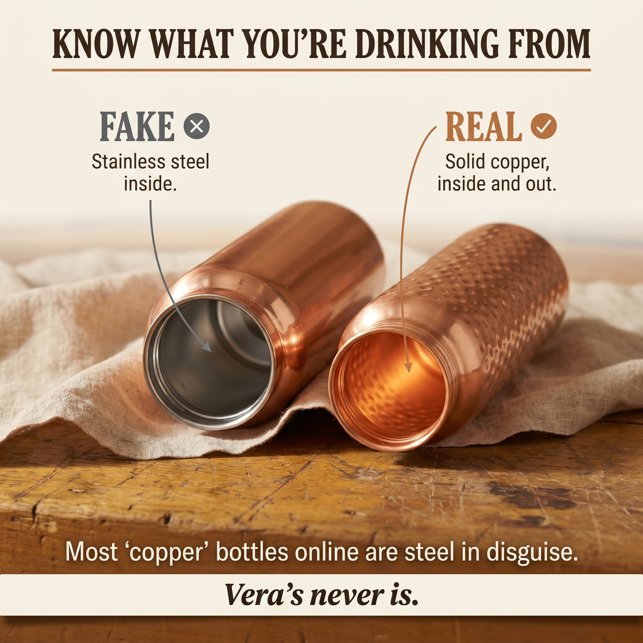 Vera's Pure Copper Water Bottle